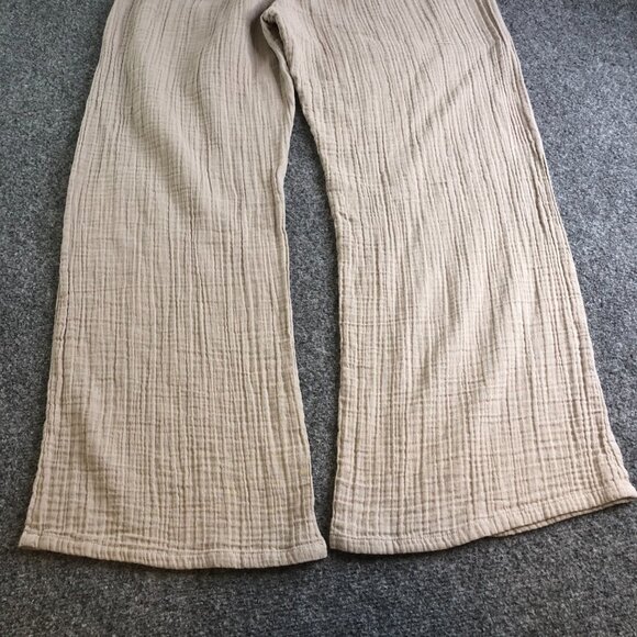 Lotus and Luna Pants Womens Medium Petite Beige Tan Gauze Comfort Lounge - Picture 11 of 12
